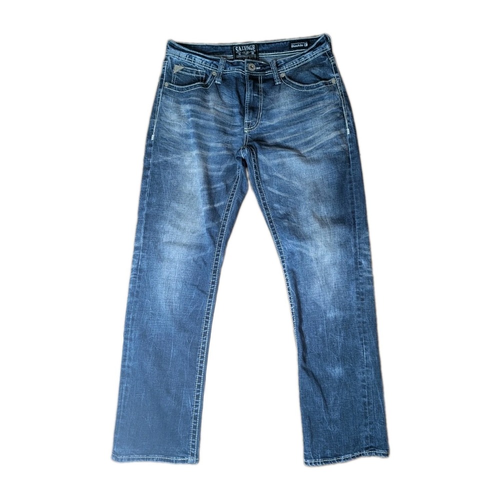 Buckle Salvage Mayhem Straight Jeans Men's 33x31 Blue Medium Wash Regular Fit